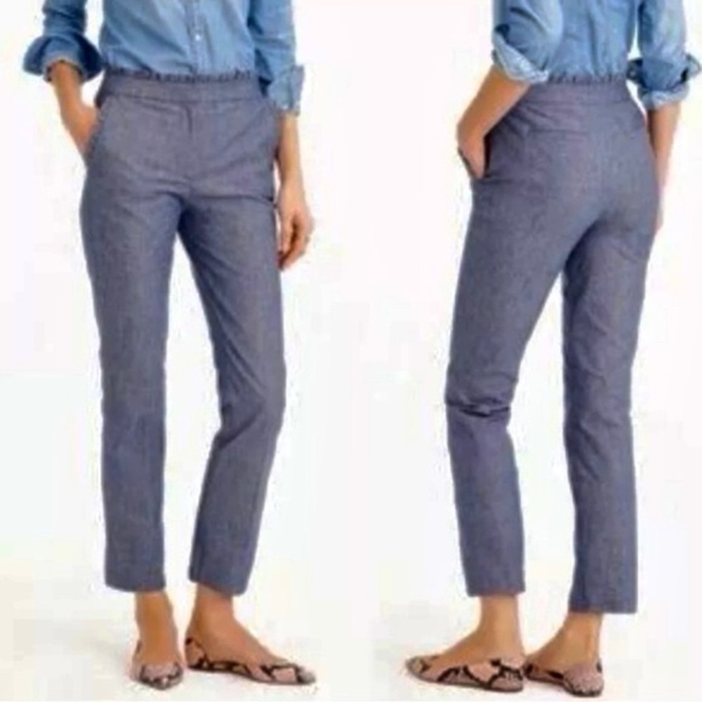 J.CREW,Cropped Chambray Ruffle
Pants, POCKETS, Yacht-Wear, Preppy, EUC, Size 6